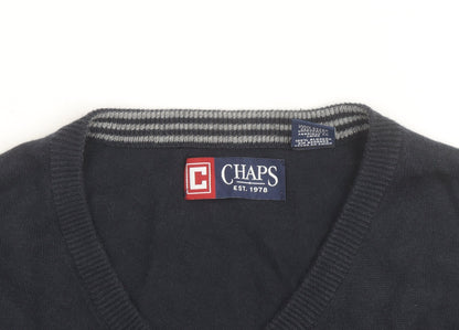 Chaps Men's Blue Cotton V-Neck Sleeveless Vest Jumper M