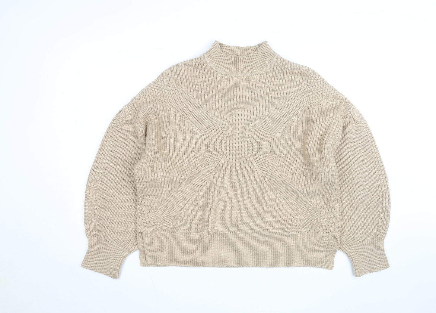 Miss Selfridge Women’s Beige High Neck Chunky Knit Jumper Size 16