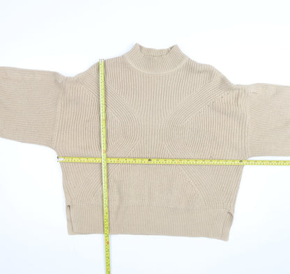 Miss Selfridge Women’s Beige High Neck Chunky Knit Jumper Size 16
