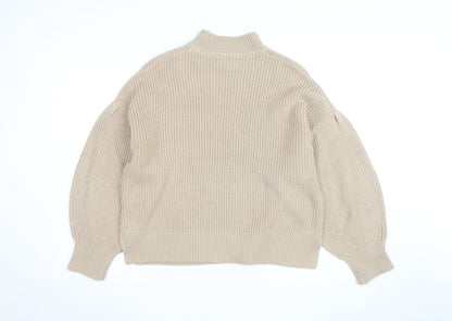 Miss Selfridge Women’s Beige High Neck Chunky Knit Jumper Size 16