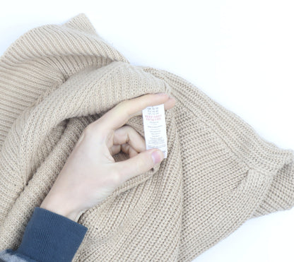 Miss Selfridge Women’s Beige High Neck Chunky Knit Jumper Size 16