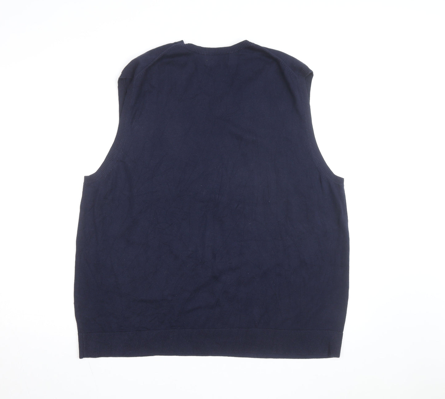 Eddie Bauer Men Blue XL V-Neck Sleeveless Cotton Knit Vest