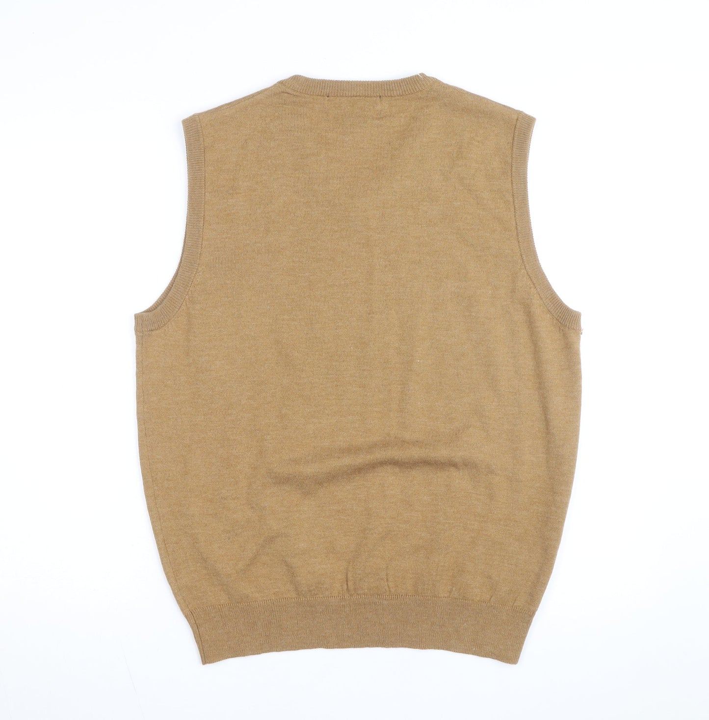 Linea Uomo Men's Beige Wool Blend Sleeveless V-Neck Vest Jumper Size L