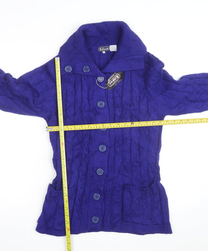 Eileen Women's Blue Cable-Knit Long Sleeve Button Cardigan Size 12
