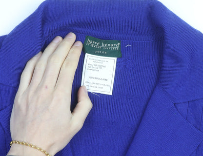 Hervé Benard Women Purple Wool Cardigan Blazer M Petite Double Breasted