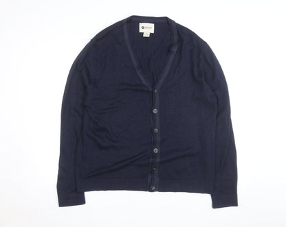 Haggar Men's Blue Cotton Acrylic V-Neck Cardigan L