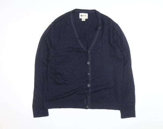 Haggar Men's Blue Cotton Acrylic V-Neck Cardigan L