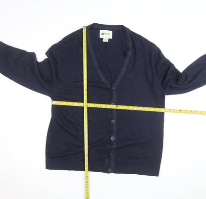 Haggar Men's Blue Cotton Acrylic V-Neck Cardigan L