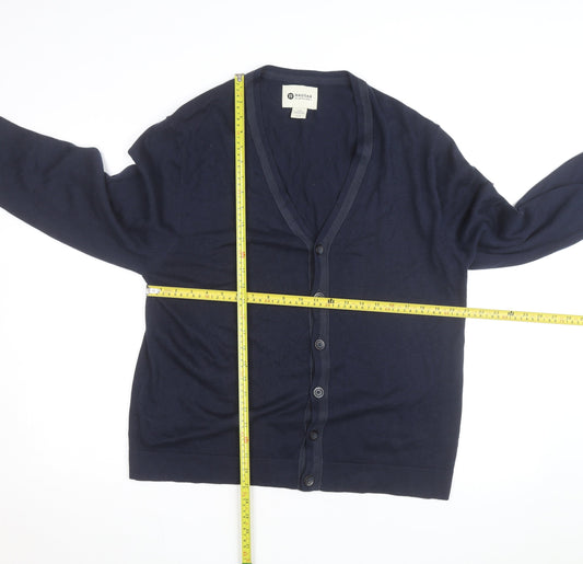 Haggar Men's Blue Cotton Acrylic V-Neck Cardigan L
