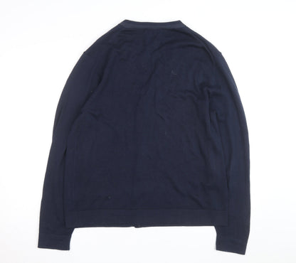 Haggar Men's Blue Cotton Acrylic V-Neck Cardigan L