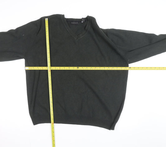 Van Heusen Men's Green Cotton V-Neck Pullover Jumper L