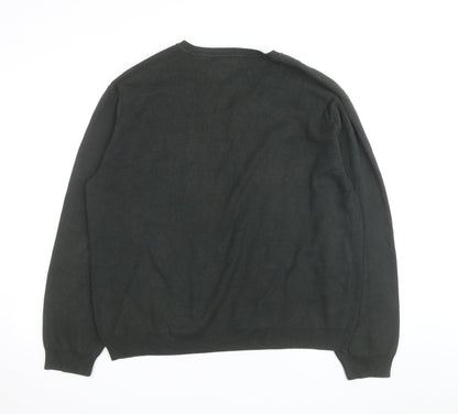 Van Heusen Men's Green Cotton V-Neck Pullover Jumper L