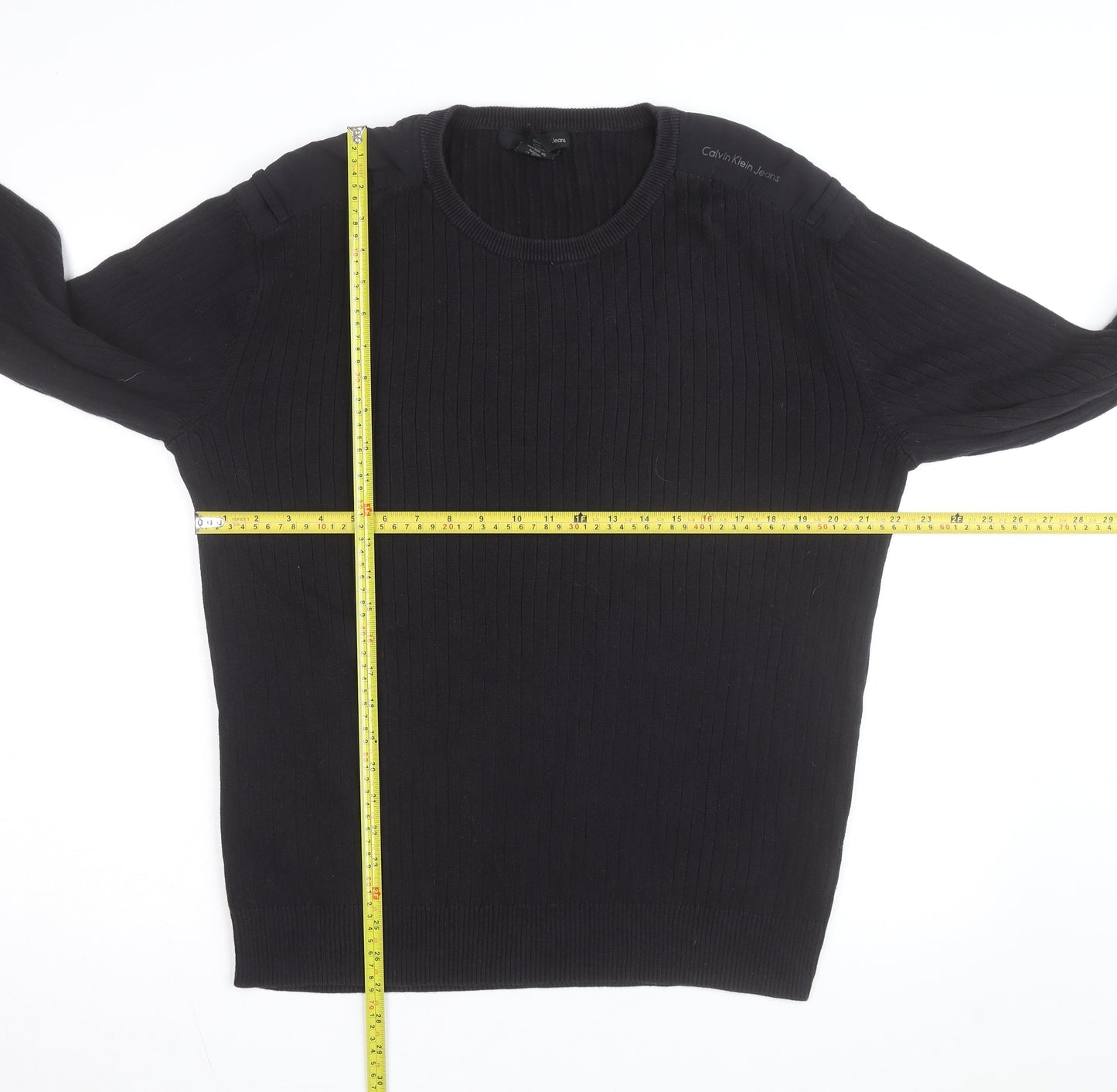Calvin Klein Jeans Men’s Black XL Cotton Crew Neck Jumper