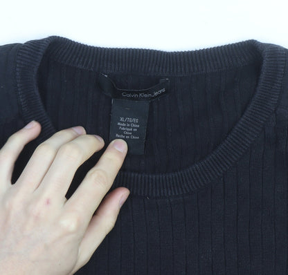 Calvin Klein Jeans Men’s Black XL Cotton Crew Neck Jumper