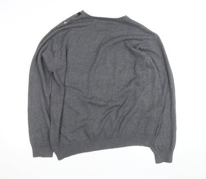 Van Heusen Men's Grey Argyle V-Neck Cotton Jumper XL