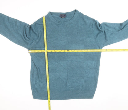 Dockers Men Blue Acrylic Crew Neck Pullover Jumper L