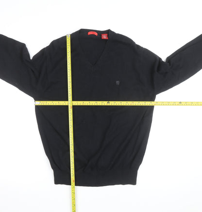 IZOD Men's Black Cotton V-Neck Jumper Medium Classic Knit