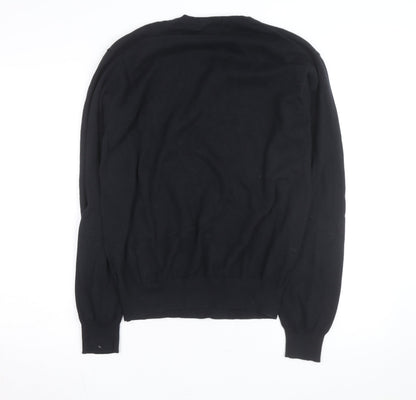 IZOD Men's Black Cotton V-Neck Jumper Medium Classic Knit