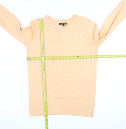 Massimo Dutti Women's Beige Crew Neck Cotton Silk Cashmere Jumper Size S