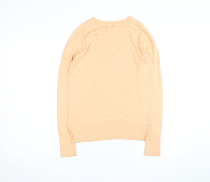 Massimo Dutti Women's Beige Crew Neck Cotton Silk Cashmere Jumper Size S