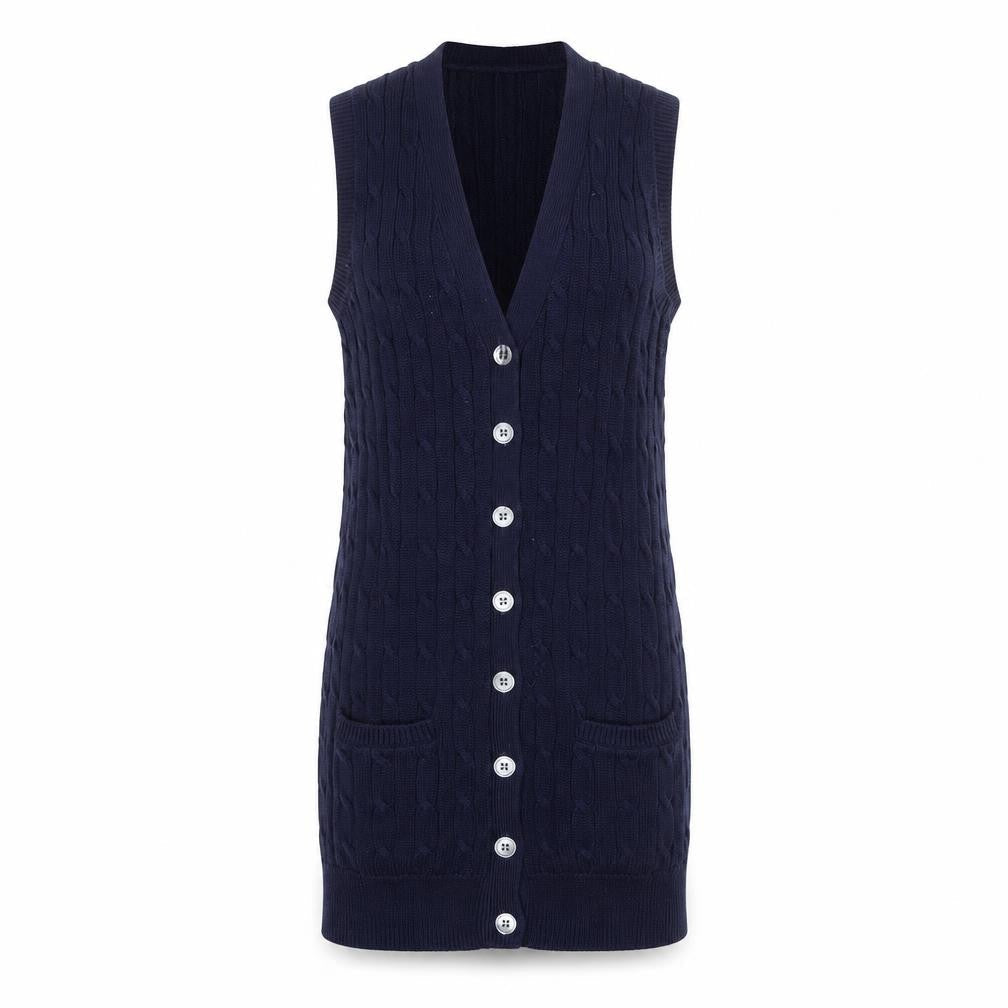 Ralph Lauren Women's Blue Cotton Knit Sleeveless Button Dress XS