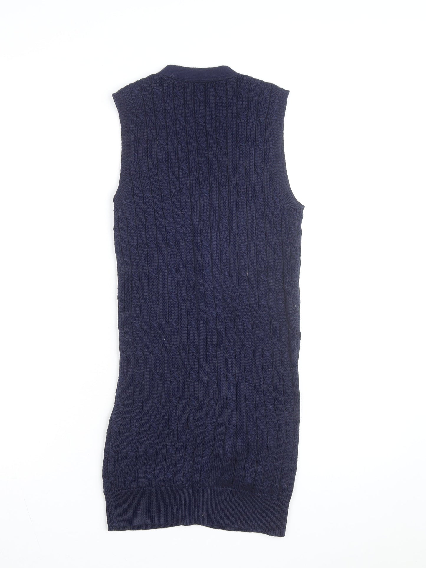 Ralph Lauren Women's Blue Cotton Knit Sleeveless Button Dress XS