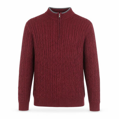 IZOD Men's Red Cable Knit 1/2 Zip Cotton Jumper Size L