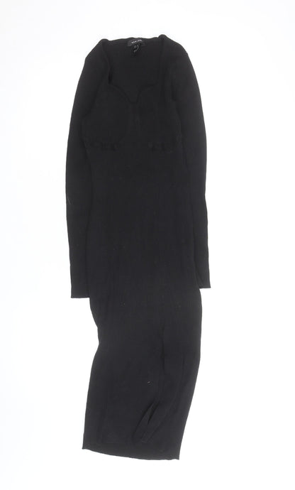 New Look Women’s Black Midi Bodycon Knit Dress Size 12