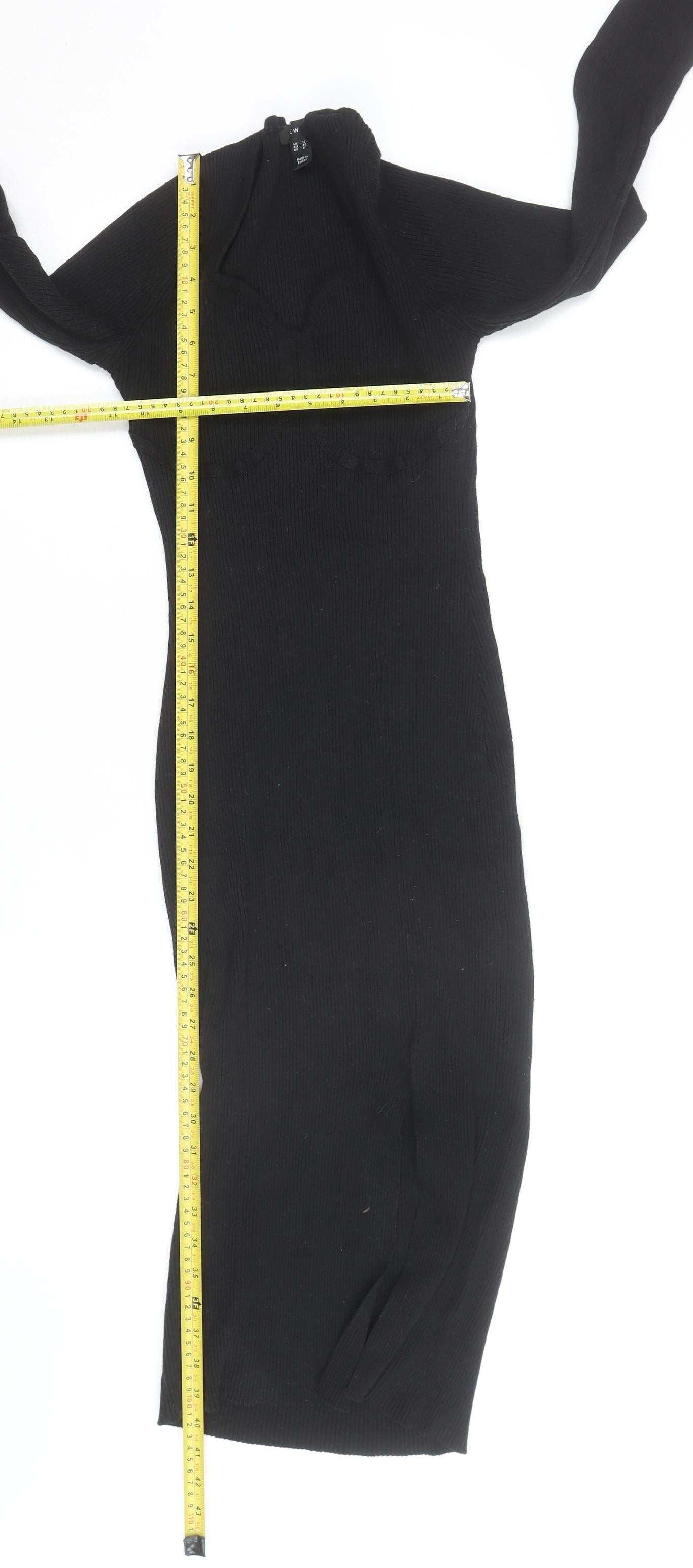 New Look Women’s Black Midi Bodycon Knit Dress Size 12