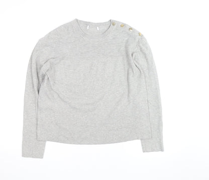Marks and Spencer Women’s Grey Crew Neck Button Shoulder Jumper Medium