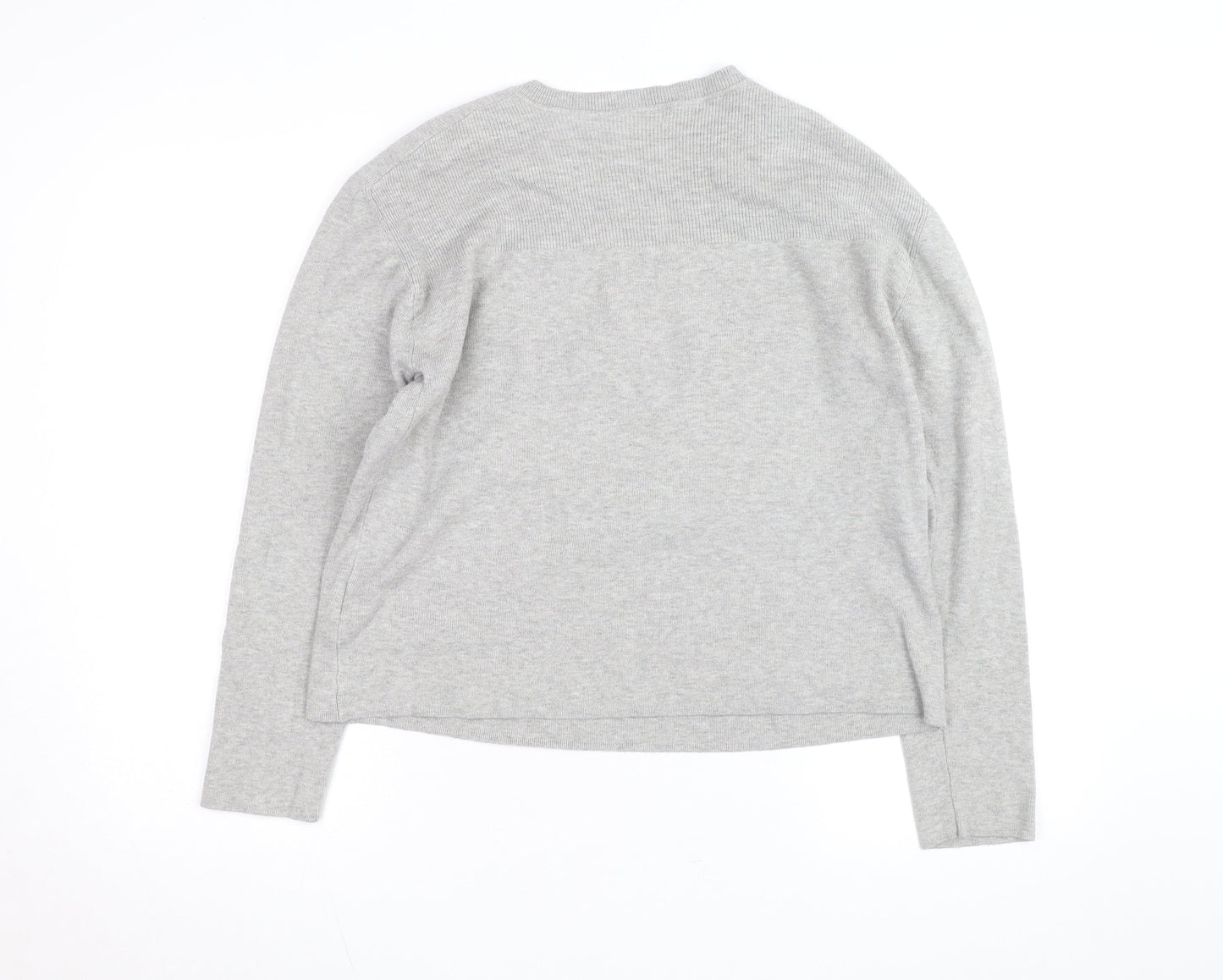 Marks and Spencer Women’s Grey Crew Neck Button Shoulder Jumper Medium