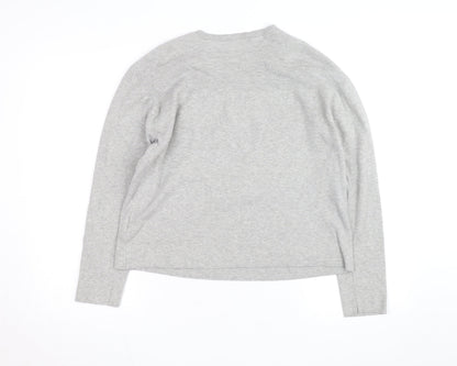 Marks and Spencer Women’s Grey Crew Neck Button Shoulder Jumper Medium