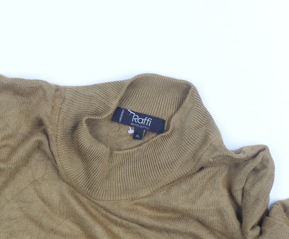 Raffi Women Brown Mock Neck Cotton Blend Pullover Jumper XL