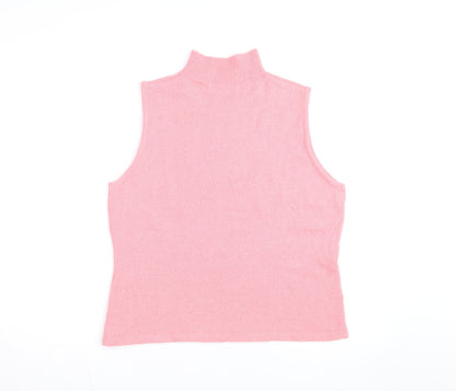 Carolyn Taylor Women’s Pink Mock Neck Sleeveless Knit Jumper XL