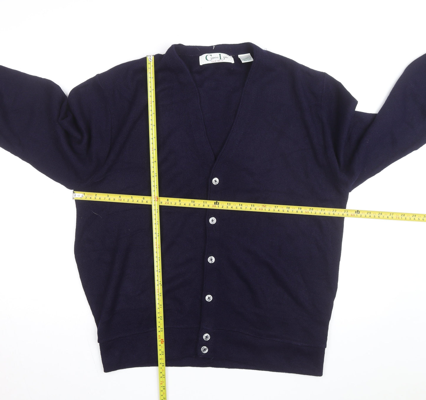 Cypress Links Men’s Blue Acrylic V-Neck Cardigan Size L Golf Wear