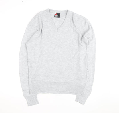 Robert Bruce Men’s Grey Wool V-Neck Long Sleeve Jumper L