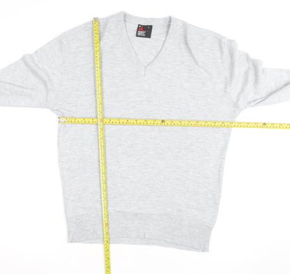 Robert Bruce Men’s Grey Wool V-Neck Long Sleeve Jumper L