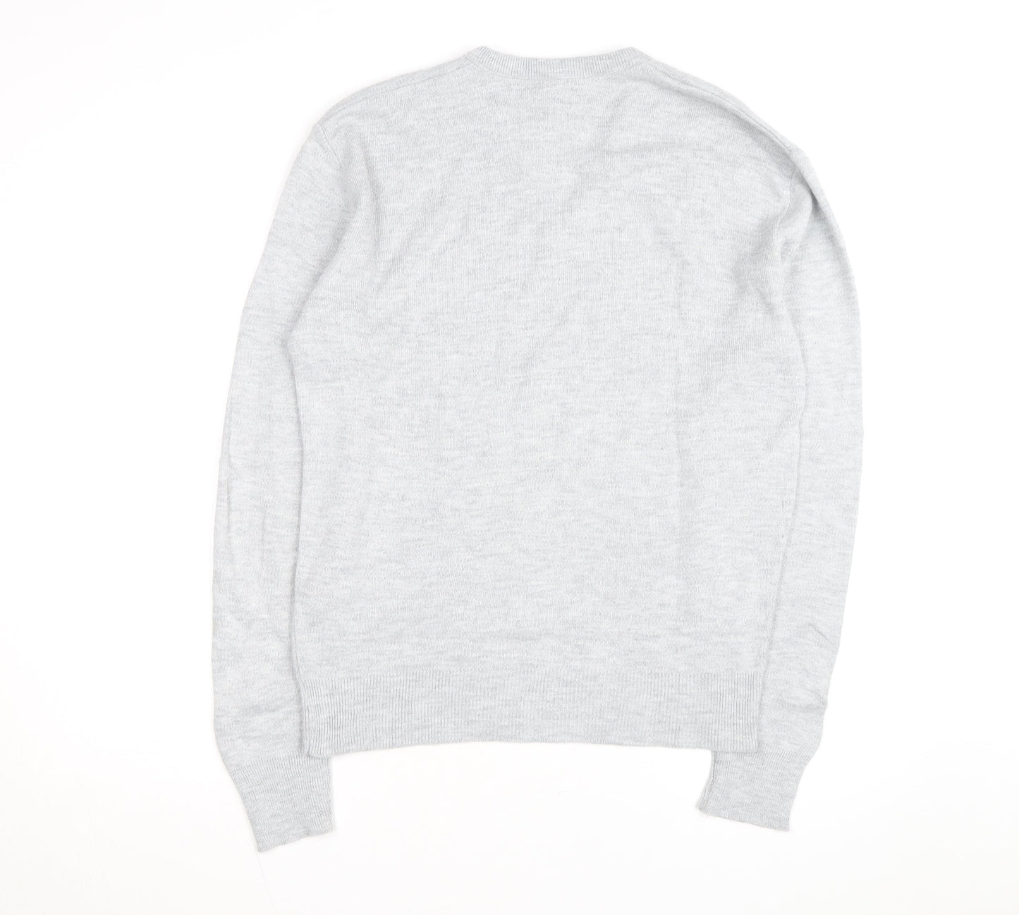 Robert Bruce Men’s Grey Wool V-Neck Long Sleeve Jumper L