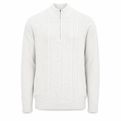 Van Heusen Men Beige Cable-Knit 1/4 Zip Jumper L
