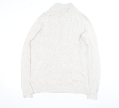 Van Heusen Men Beige Cable-Knit 1/4 Zip Jumper L