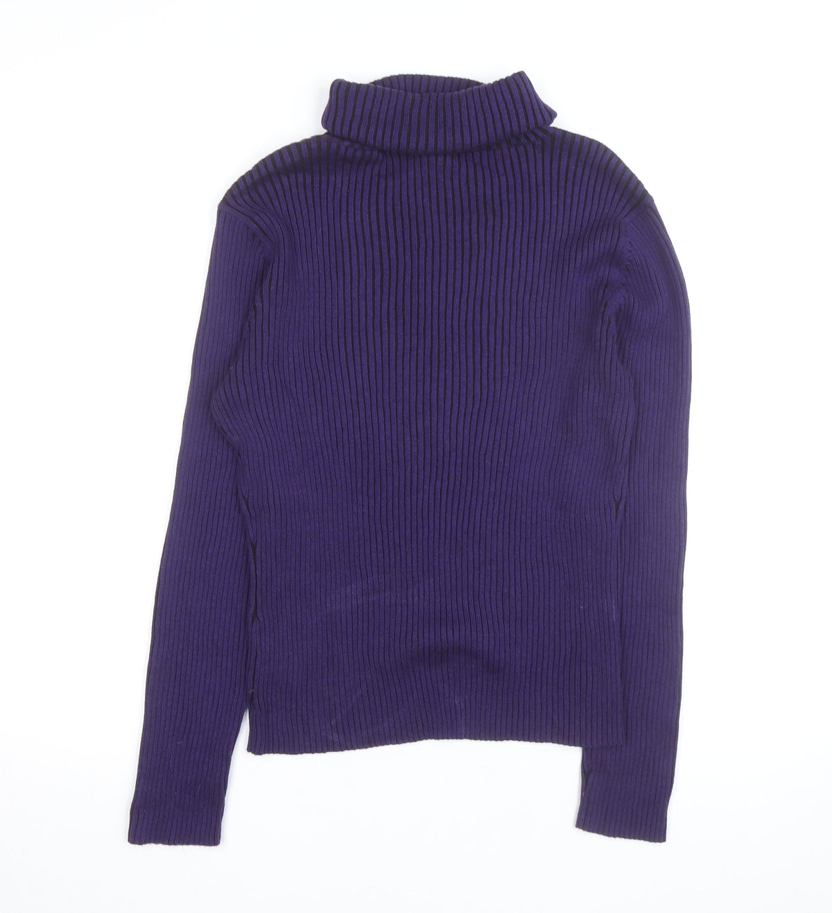 PRANNER Men's Purple Roll Neck Ribbed Knit Jumper Size L
