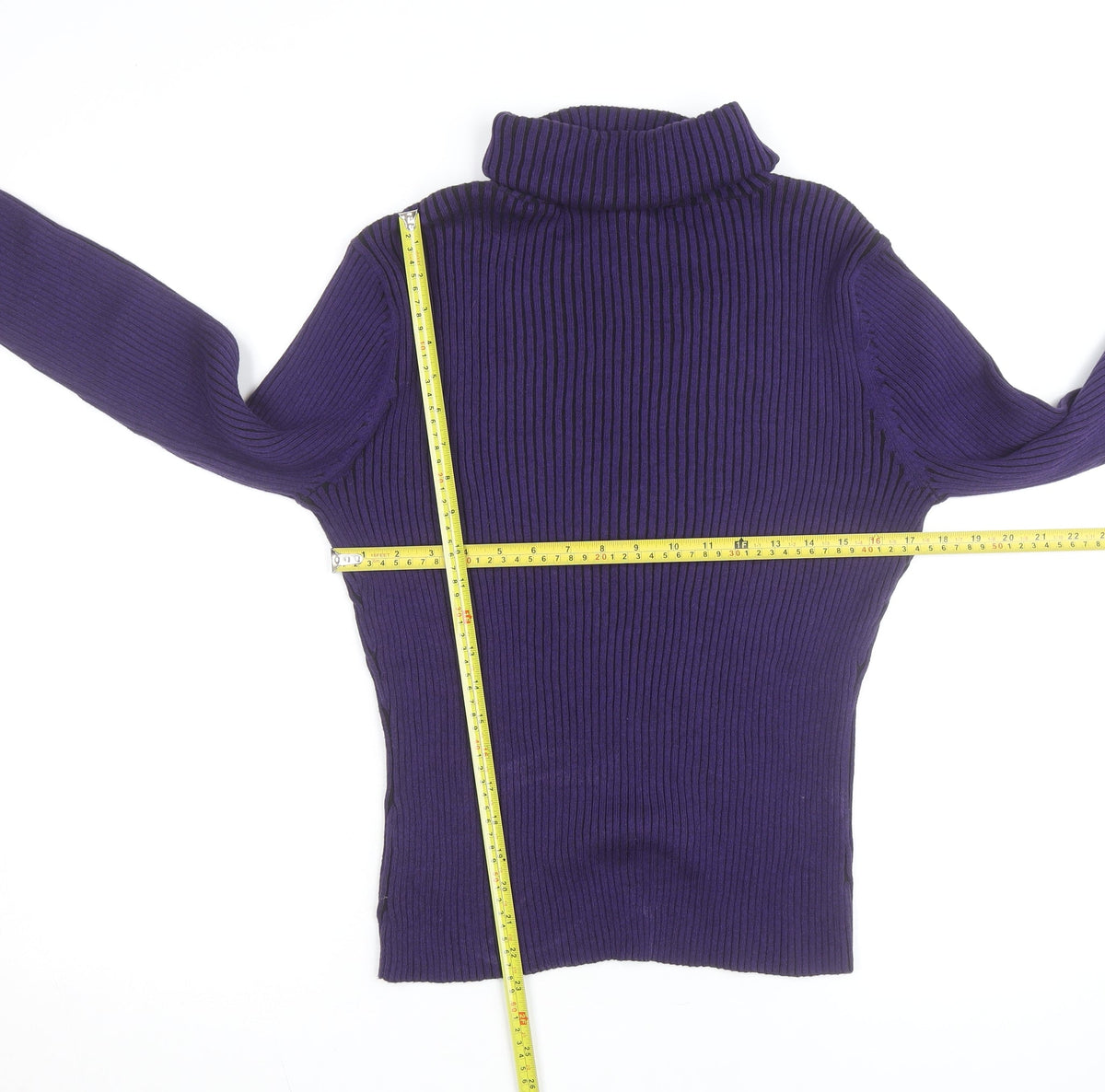 PRANNER Men's Purple Roll Neck Ribbed Knit Jumper Size L