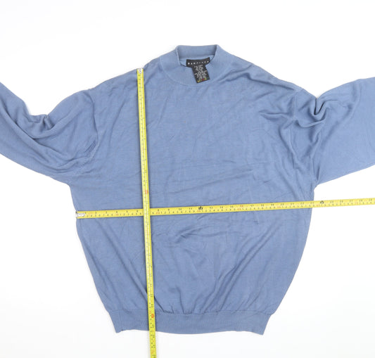 Baracuta Men Blue XL Silk Cotton Mock Neck Jumper