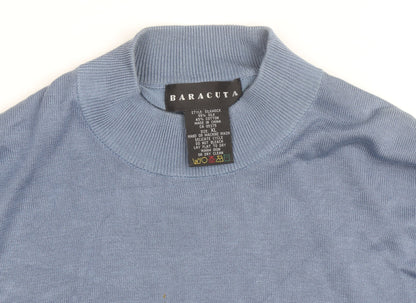 Baracuta Men Blue XL Silk Cotton Mock Neck Jumper