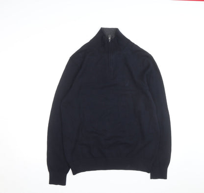 Nautica Men’s Blue Cotton 1/2 Zip Knit Sweatshirt Medium