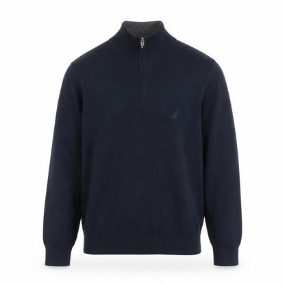 Nautica Men’s Blue Cotton 1/2 Zip Knit Sweatshirt Medium