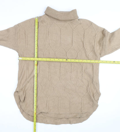 Belldini Women's Beige Roll Neck Cable-Knit Jumper M