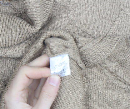 Belldini Women's Beige Roll Neck Cable-Knit Jumper M