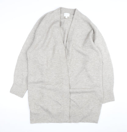 H&M Women Beige Wool Cashmere V-Neck Open Long Sleeve Cardigan M