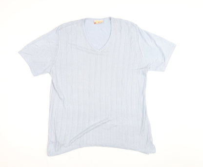 Grili Women's Blue V-Neck Short Sleeve Knit Cotton T-Shirt Size 4